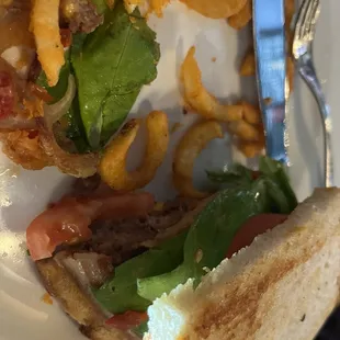 Remaining half of the meatloaf sandwich