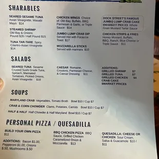 Front of menu