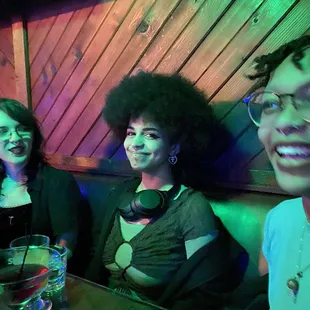 Our seat is a corner booth.