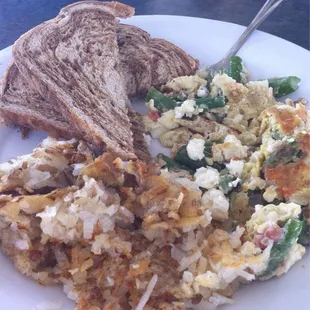 Amazing dockers Breakfast!  Eggs mixed with asparagus and feta!! Yum