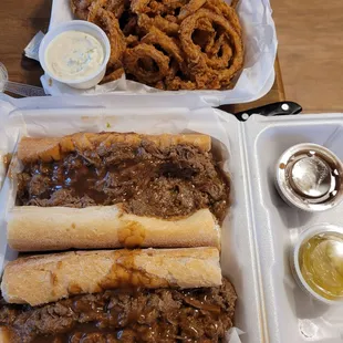 Crispy Onion Rings, Roast Beef PoBoy