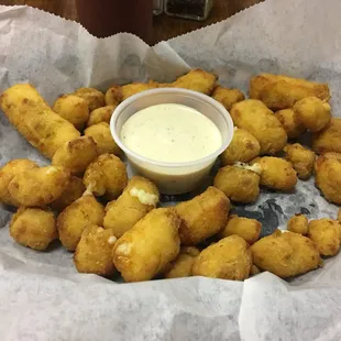 Squeaky (Wisconsin requirement) jalapeño red pepper cheese curds!