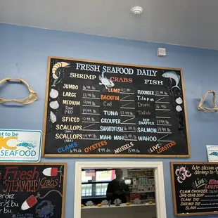  menu on the wall