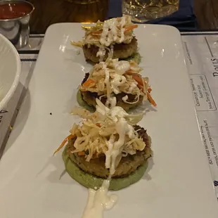 Crabmeat cakes.