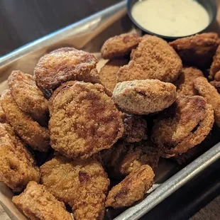 a tray of fried food