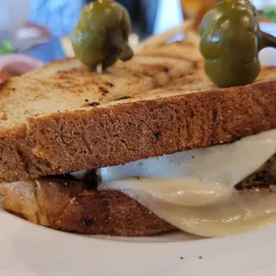 Meatloaf sandwich on jalapeno corn bread