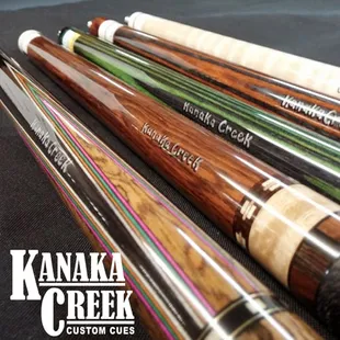Doc's is the home of Kanaka Creek Custom Cues. We have many different designs available and custom options for special order.