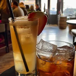 two drinks on a table