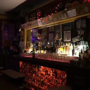 a dimly lit bar