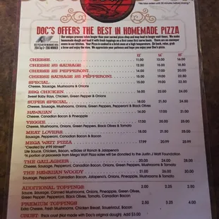menu