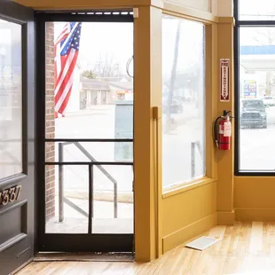 the entrance to the store