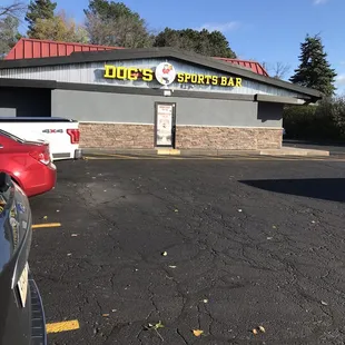 a car parked in front of a building
