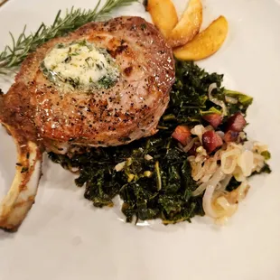 The Chop w/ braised collards