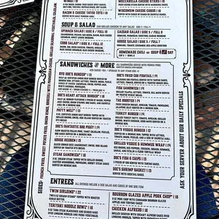 a menu on a table