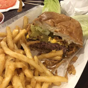 a burger and french fries