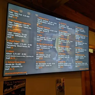 Beer menu board.