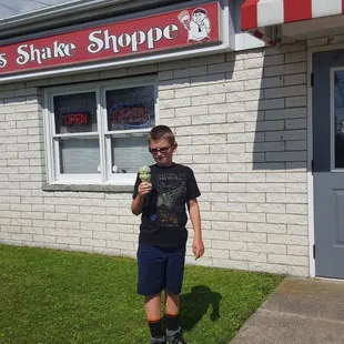 Nephew with Superman ice cream