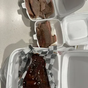 Ribs and brisket!! Not good