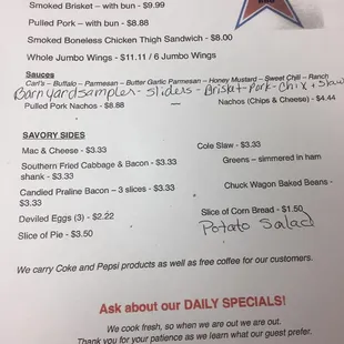 menu
