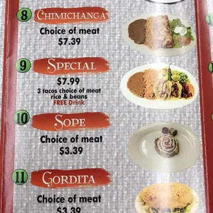 menu