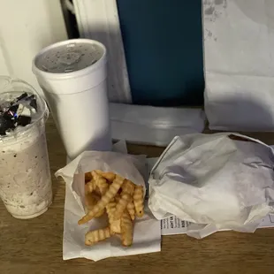 #8 Ortega Bacon Cheeseburger Combo and a Swirley with Oreos added.