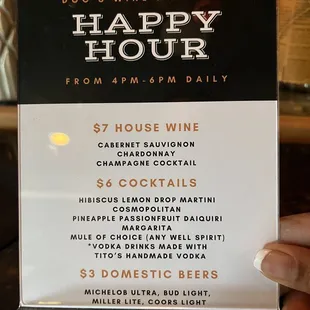 Happy hour daily from 4 to 6