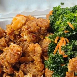 General Tso's cauliflower and Garlic Kale