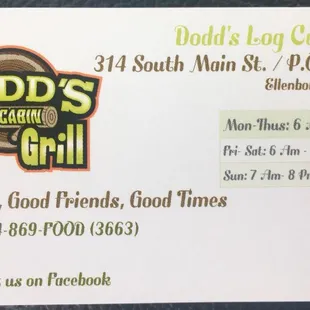 Company business card.