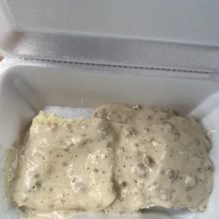 Sausage gravy and biscuits