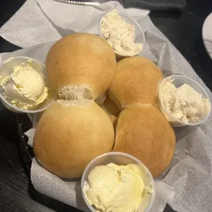 Rolls with butter and cinnamon sugar butter