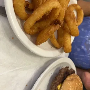 Cheeseburger and Onion Rings