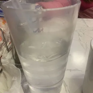 Water cup looked slightly dirty and had chips in it.