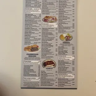 the menu for the restaurant