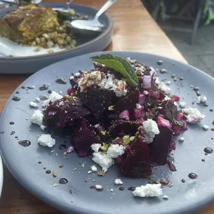 a plate of beetroot salad