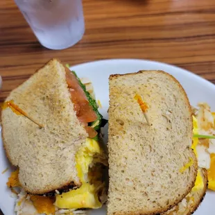 Egg &amp; sausage sandwich   Egg &amp; sausage on wheat