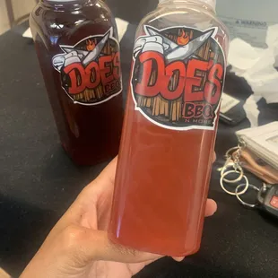 (Lighter one) 1/2 pink lemonade 1/2 something else ...  darker one suicide (mix of flavors)