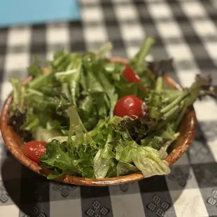 House salad with house dressing (lemon juice, garlic, &amp; olive oil)