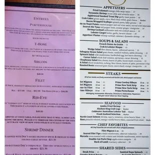 menu and prices