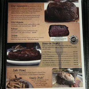 The menu
