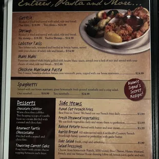 The menu at Does