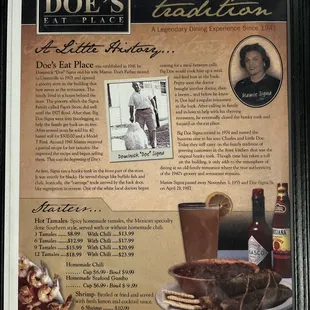 The menu