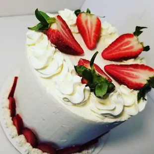a cake with strawberries on top