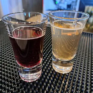 #6 Bad Monkey Black Current Cider and #7 Ponderosa Imperial Strawberry Cider samples