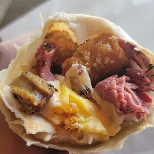 The Fonz breakfast burrito with no spicy mayo