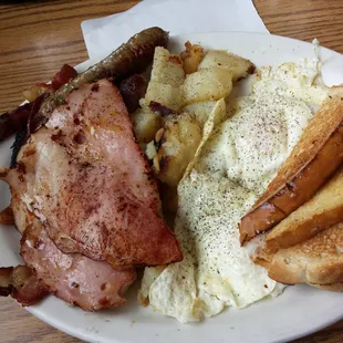 Hungry man breastfast