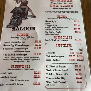 Updated menu