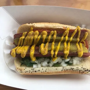 Chicago Vienna beef hotdog.