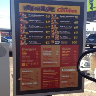 ows a menu for a dog - n - shake