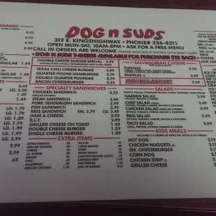 menu
