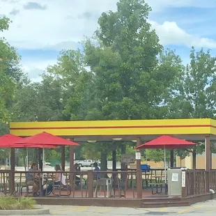 Along with the car hop they have a nice area outside that&apos;s covered also.
